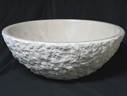 Italian Verona Marble Textured Chiseled Bathroom Sink Vessel Bowl Basin
