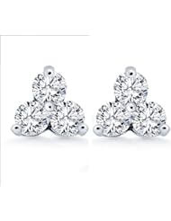 1.20 ct Ladys Three Diamond Prong Set Stud Earrings 18 karat White Gold