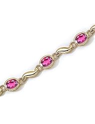 14K Yellow Gold Oval Pink Topaz Bracelet
