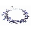 Dew 70GEAM - Pulsera de mujer de plata de ley con perlas, amatistas y piedras multicolor, 21 cm