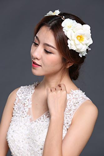 HailieStudio Handmade Women's White Floral Bridal Headband Headpiece