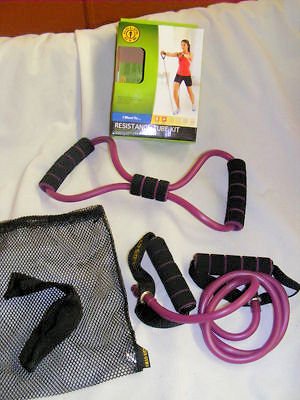"ABC Products" - Pkg of 2 Exercising ~ Medium Strength - Resistance Tube Kit (Purple Color Tubes - With Storage Bag)*