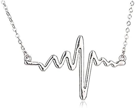 Fashion Heartbeat Necklace Girl Heart-shaped Short Clavicle Chain Charm Heart Pendant Necklace for Women Lady Mother's Day Gift Silver