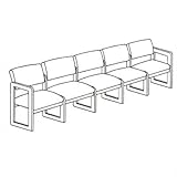 IMAGE OF Classic Series 5 Seat Sofa (open back) Base: 4 Post, Finish: Medium, Material: Kilkenny Tweed Brite Light Vinyl