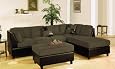 3pcs Sectional Sofa Set with Ottoman in Sage Finish
