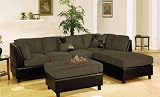 3pcs Sectional Sofa Set with Ottoman in Sage Finish