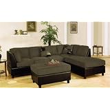 3pcs Sectional Sofa Set with Ottoman in Sage Finish by visiondecor Furniture