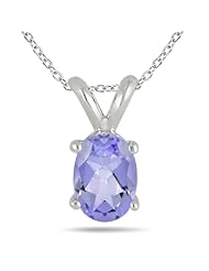 5x3MM All Natural Oval Tanzanite Stud Pendant in .925 Sterling Silver