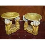 3 Elephants Style Ceramic Oil Burner and Aroma Diffusers -- 4 -- Set of 2 Beige