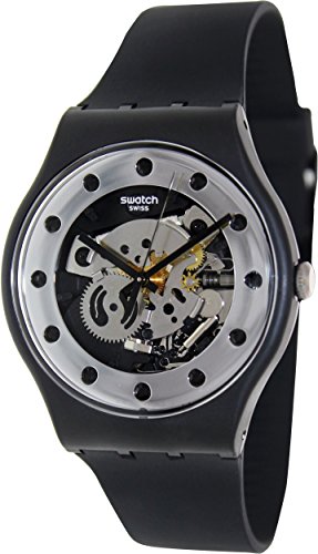 Swatch Unisex SUOZ147 Silver Glam Analog Display Quartz Black Watch