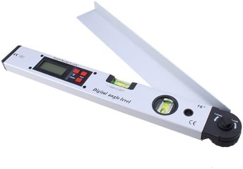 Cworlds 400mm/16 inch Miter finder, Digital angle finder Protractor level tool with LCD Screen, Aluminum Angle level Slope Finder Vertical Spirit Level 0°-225°