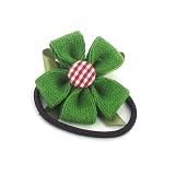 Green / Toddler/Girl/Teenager Flower Shaped with ribbon Bow Hair Elastic / Rubber Band/Headband/PonyTail Holder (6153-8)
