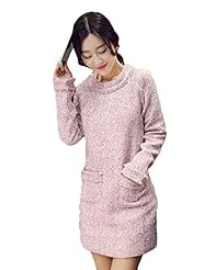 Round Neck Above the Knee Spring Winter Cotton/Polyester  Dress