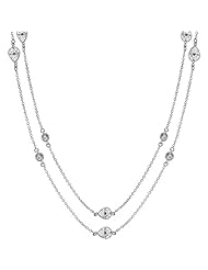 36"+3 Platinium Plated Cubic Zirconia CZ By The Yard Necklace (15.4 Carat Total)