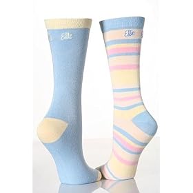 Ladies 2 Pair Elle Striped and Plain Bamboo Socks