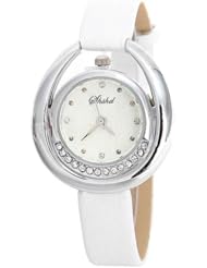 New Fashion Round Case Quartz Wrist Watch Timepiece with PU Leather Band for Women - White SWWT2-286349