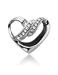 14K Gold Pave set Diamond Heart Pendant (0.28 cttw, F - G Color, SI2 Clarity)