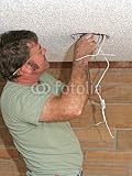 Wallmonkeys Peel and Stick Wall Decals - Electrician Connecting Wires - 18H x 14W Removable Graphic