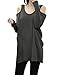 Allegra K Women Scoop Neck Long Sleeve Cut Out Shoulders Autumn Tunics Grey M