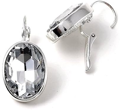 Greatmate Silver Crystal Rhinestone Oval Shape Wire Stud Earrings