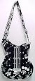 Black & Metallic Silver Skull & Crossbones Guitar Purse