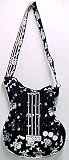 Black & Metallic Silver Skull & Crossbones Guitar Purse