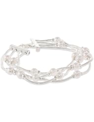 Napier "Polished Pearls" Silver-Tone Pearl Multi-Row Bracelet, 2.25"