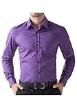 DOOXIUNDI メンズドレスシャツの長袖スリムフィット（14色と5つのサイズで利用できる） (L, パープル) [並行輸入品]