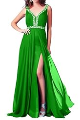 V-neck Slit Chiffon/Tulle Prom Dress/Party Dress 