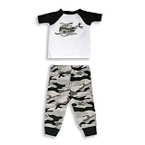 B.T. Kids - Toddler Boys Short Sleeved Cotton Pajama Set, White, Grey