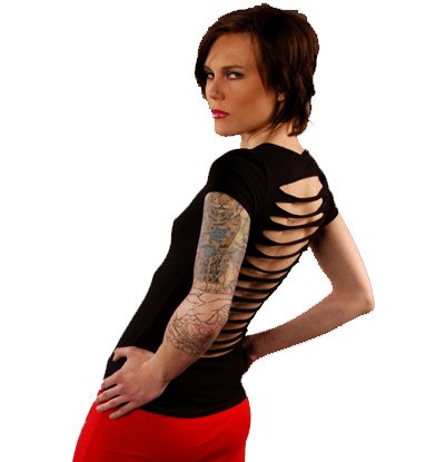 Sexy Cut Up Open Back Shirt - Black