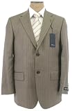 Nautica Mens Single Breasted 2 Button Taupe Pinstripe Wool Suit - Size 46L