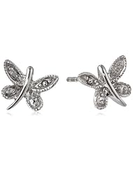 10k White Gold Dragonfly Diamond Earrings (0.005 cttw, I-J Color, I2-I3 Clarity)