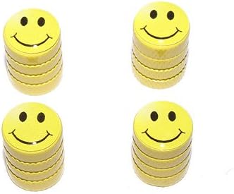 Smiley Smile Face - Tire Rim Valve Stem Caps - Yellow
