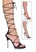 4.5 Inch Black Stiletto Heel With Calf-Wrapping Strap.