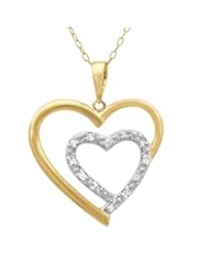 18K Yellow Gold Plated Sterling Silver Diamond Heart-Pendant Necklace (1/10ct tw- 18in. Chain)