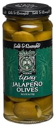 Sable & Rosenfeld Vodka Kicked Jalapeno Tipsy Olives, 5-Ounce Glass Jars (Pack of 6)