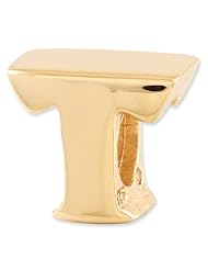 Sterling Silver Gold-plated Reflections Letter T Bead