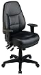 Office Star Work Smart Professional Multi Function Ergonomic High Back Leather Chair with Adjustable Padded Arms and Ratchet Back Height Adjustment, Black