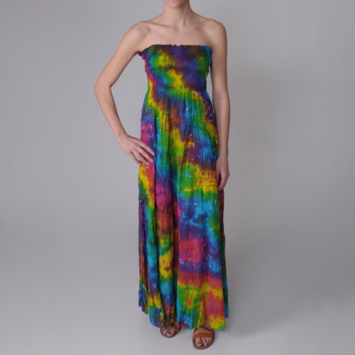 Journee Collection Juniors Smocked Bodice Tie-dye Print Maxi Dress