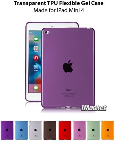 iPad Mini 4 Clear TPU Case, iMacket TotalShield Crystal Clear Soft TPU Gel Case with Shock Absorption for Apple iPad Mini 4 [Latest Version] (Purple)