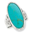 Sterling Silver Antiqued Oval Turquoise Ring