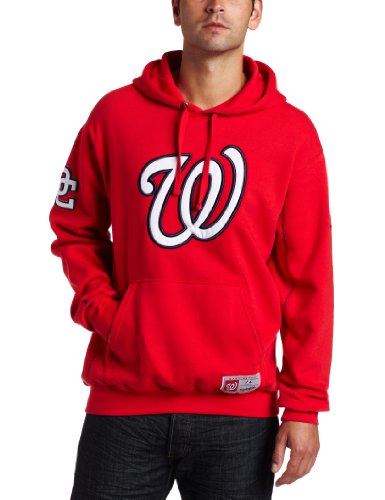 MLB Men's Washington Nationals Be Proud Long Sleeve Hooded Fleece Pullover, Athletic Red/Athletic Navy, XX-Large