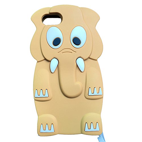 BJS 3D Elephant Design iPhone 5 Case,Soft Silicone Protective Case Cover for Apple iPhone 5 5S with Stylus Pen and Screen Protector(Brown)
