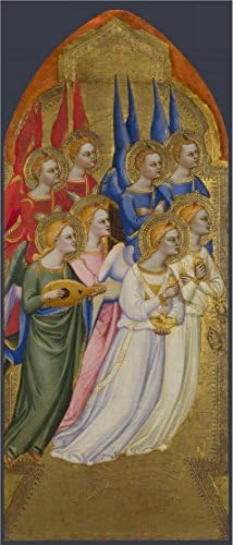 Oil painting 'Jacopo di Cione and workshop-Seraphim, Cherubim and Adoring Angels,1370-1' printing on Cotton Canvas , 12x28 inch / 30x71 cm ,the best Home Office gallery art and Home decoration and Gifts is this High Definition Art Decorative Prints on Canvas
