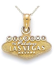 14kt Yellow Gold Two Sided Las Vegas Pendant - Chain Included