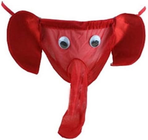 Men's Hot Cartoon Elephant Pattern Sexy Underwear,Leopard Red Black (Red)