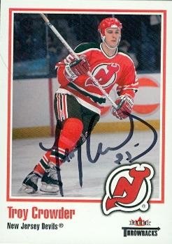 Troy Crowder Autographed/Hand Signed Hockey Card (New Jersey Devils) 2002 Fleer Throwbacks #33