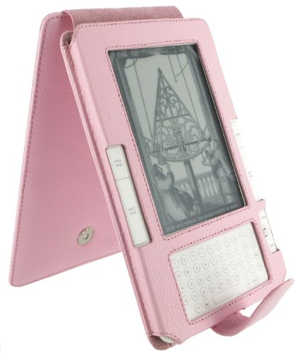 Pink Full Genuine Leather Flip Case for Amazon Kinde 2 (Old Version) E-Reader Reading Device (Kindle NOT Included)