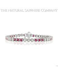 14k white gold tennis bracelet w/ 3cts round rubies and 2.50ctw diamonds
